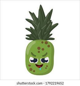 pineapple insidious cartoon character is scheming isolated on white background