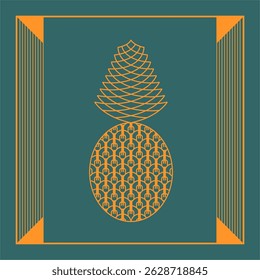 Pineapple insignia emblem in the style of the 30s Art Deco