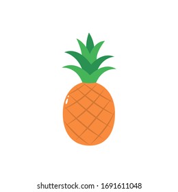 Pineapple isolated icon on a white background. Flat vector illustration.