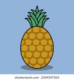 Piña aislada de fondo azul. ilustración vectorial