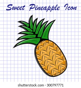 pineapple isolated on notebook sheet
