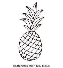 Pineapple isolated on white background. Cartoon pineapple. Vector illustration. 