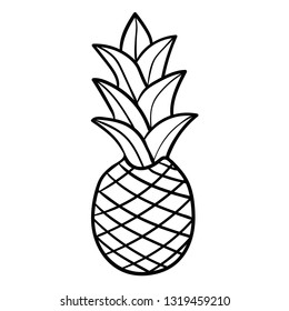 Pineapple isolated on white background. Cartoon pineapple. Vector illustration. 