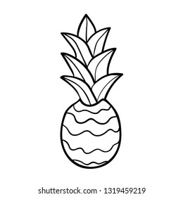 Pineapple isolated on white background. Cartoon pineapple. Vector illustration. 