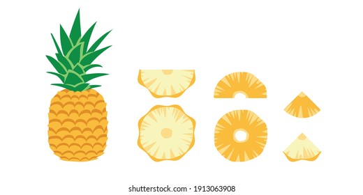 Pineapple. Isolated on a white background. Flat vector.