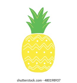 Pineapple isolated on white background. vector illustration.