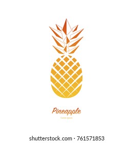 Pineapple isolated on white background. Exotic tropical summer fruit. Trendy Vector illustration. Used illustration for typography, wallpaper, invitations.