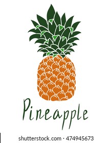 Pineapple  isolated on white. Vector pineapple, graphic object