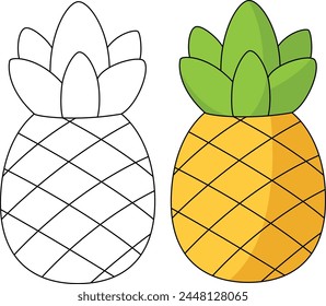 Pineapple Isolated Vector Illustration Coloring Page For Kids