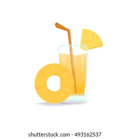 Pineapple isolated Vector set. Siced pineapple with leaf. Fresh juise