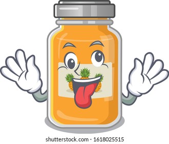 Pineapple jam Cartoon character style with a crazy face