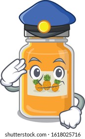 Pineapple jam Cartoon mascot performed as a Police officer