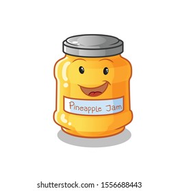 pineapple jam cute chibi cartoon mascot vector art illustration