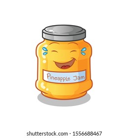 pineapple jam cute chibi laughing loudly cartoon mascot vector illustration