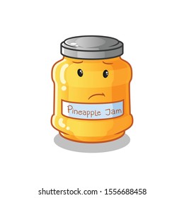 pineapple jam cute chibi sad cartoon mascot vector illustration
