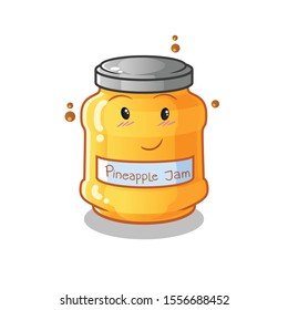 pineapple jam cute chibi shy cartoon mascot vector illustration