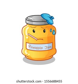 pineapple jam cute chibi sick cartoon mascot vector illustration