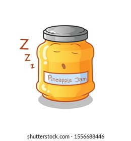 pineapple jam cute chibi sleep cartoon mascot vector illustration