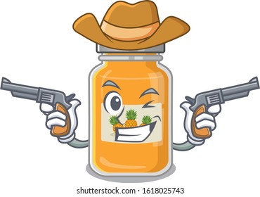 Pineapple jam dressed as a Cowboy having guns