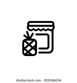 Pineapple Jam Fruit Vegetable Food Monoline Symbol Icon Logo for Graphic Design UI UX and Website