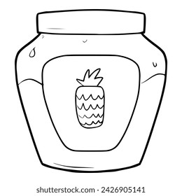 pineapple jam illustration hand drawn outline sketch vector	