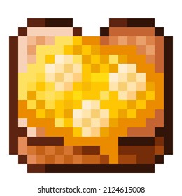 Pineapple jam Toast and banana pixel art. Vector illustration.