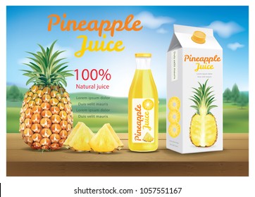 Pineapple juice ads.illustration vector