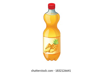 Pineapple Juice in Bottle vector illustration isolated on white background