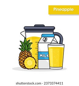 Pineapple juice drink background design illustration for label product, shop logo, stamp, banner, and more