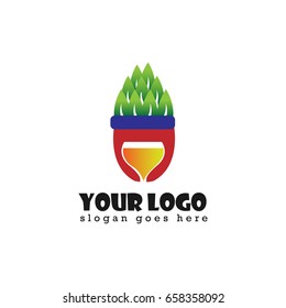 Pineapple juice drink design logo