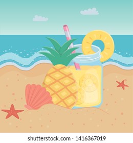 pineapple juice drink design vector illustration