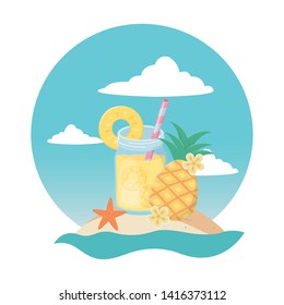 pineapple juice drink design vector illustration