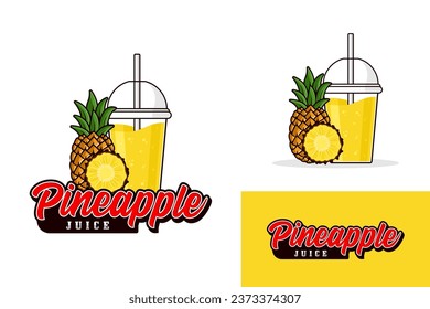 Colección de ilustraciones del logotipo de la bebida de zumo de piña para el producto de la etiqueta, el logotipo de la tienda, el sello, la pancarta y más