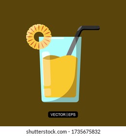 Pineapple Juice flat icon vector illustration logo template for many purpose.