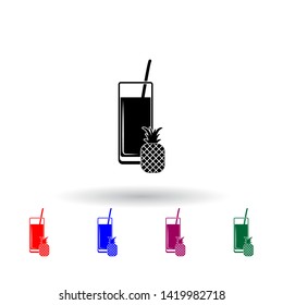 pineapple juice in a glass multi color icon. Elements of drink set. Simple icon for websites, web design, mobile app, info graphics