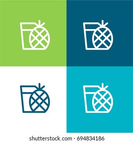 Pineapple juice green and blue material color minimal icon or logo design