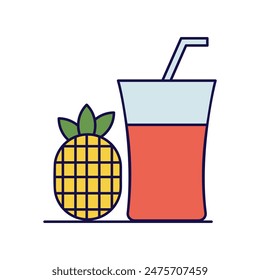 Ananassaft-Symbol mit weißem Hintergrund Vektorgrafik Stock Illustration