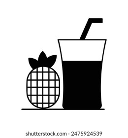 Ananassaft-Symbol mit weißem Hintergrund Vektorgrafik Stock Illustration