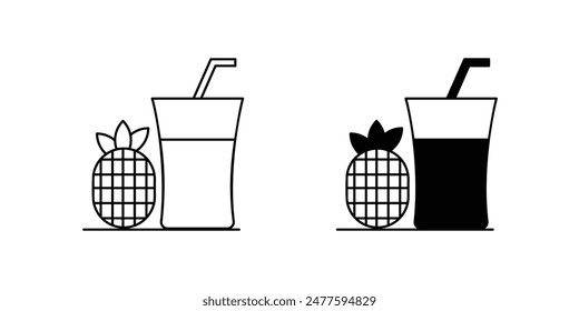 Ananassaft-Symbol mit weißem Hintergrund Vektorgrafik Stock Illustration