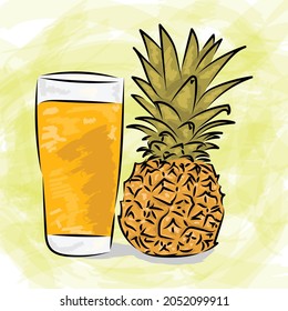 pineapple and juice illustration. vector