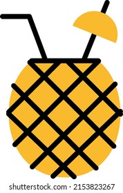 Ananas-Saft, Illustration, Vektorgrafik auf weißem Hintergrund.