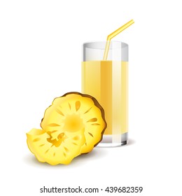 Pineapple juice isolated on white photo-realistic vector illustration