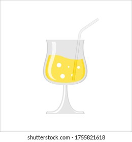 pineapple juice on glass vector illustration, summer drink, for a healthy and natural life. flat color style