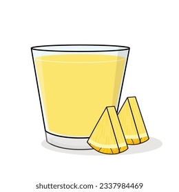 Jugo de piña. trozo de piña.
bebida con sabor a piña. ilustración de diseño de dibujos animados de vector de piña