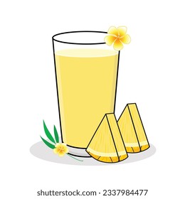 Pineapple juice. pineaplle slice.
pineapple flavored drink. pineapple vector cartoon icon design illustration