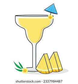 Pineapple juice. pineaplle slice.
pineapple flavored drink. pineapple vector cartoon icon design illustration