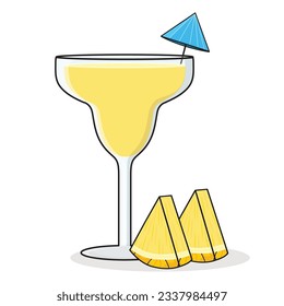 Pineapple juice. pineaplle slice.
pineapple flavored drink. pineapple vector cartoon icon design illustration