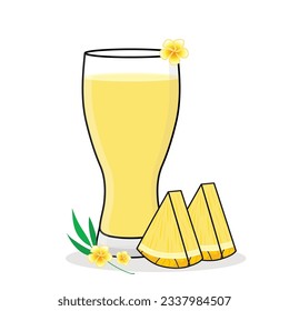 Pineapple juice. pineaplle slice.
pineapple flavored drink. pineapple vector cartoon icon design illustration