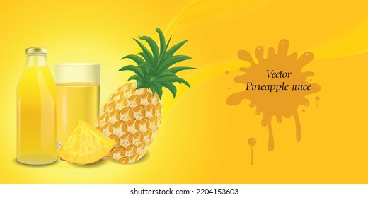 Diseño publicitario de póster de jugo de piña.Cóctel vectorial o tónica.