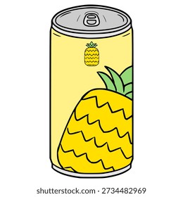 pineapple juice ready to drink illustration hand drawn isolated vector